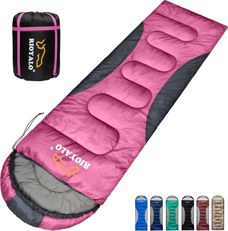 rioyalo 0 Degree Winter Sleeping Bags for Adults Camping (450GSM) - Temp Range (5F–32F) Portable Waterproof Compression Sack- Camping Sleeping Bags for Big and Tall in Env Hoodie: Backpacking Hiking 4 Season - Image 1